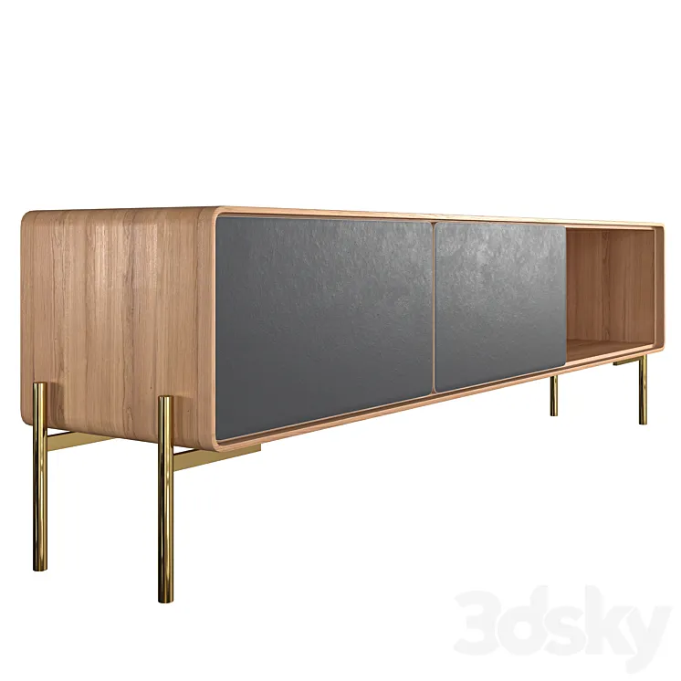 Oak TV cabinet with drawers 3D Model Free Download