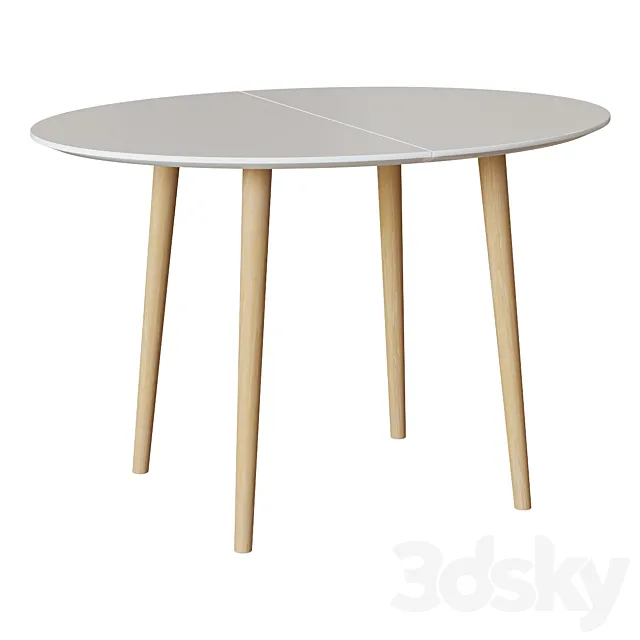Oakland table white oval 3D Model