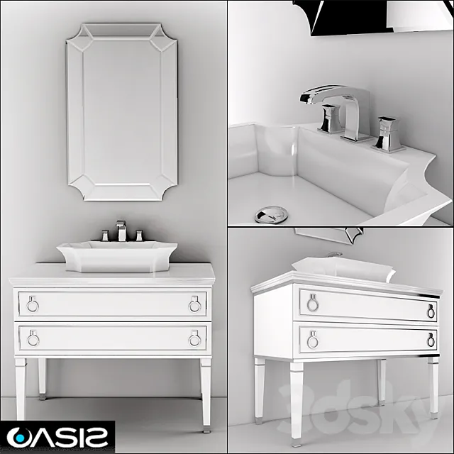Oasis _ Lutetia (sink and mirror Daphne) 3D Model Oasis _ Lutetia (sink and mirror Daphne) 3D Model