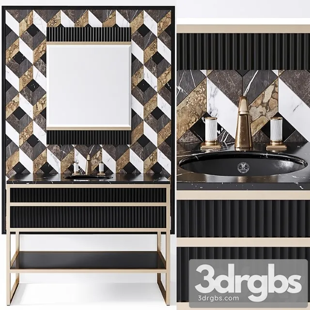 Oasis academy noir marquinia brass console 3D Model Download