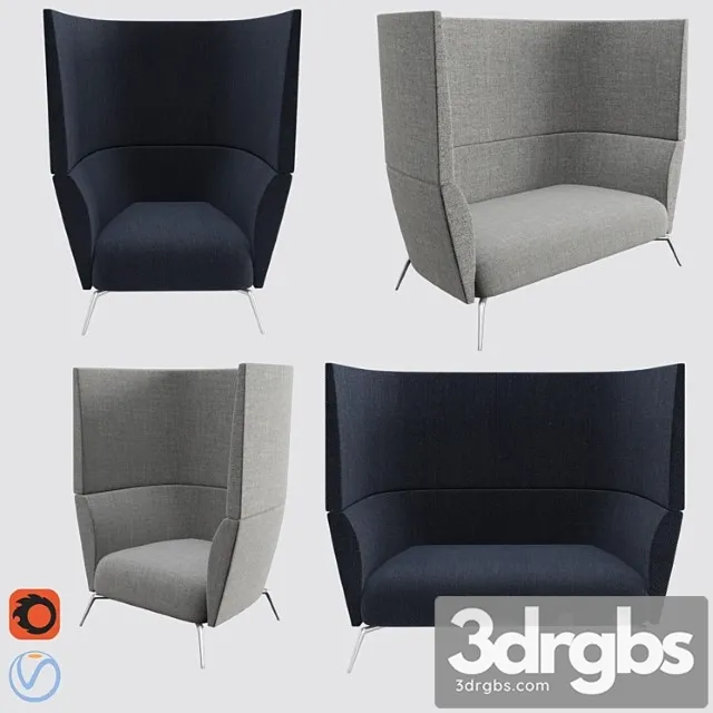 Oat 1 & 2 seater sofa 2 3D Model Download