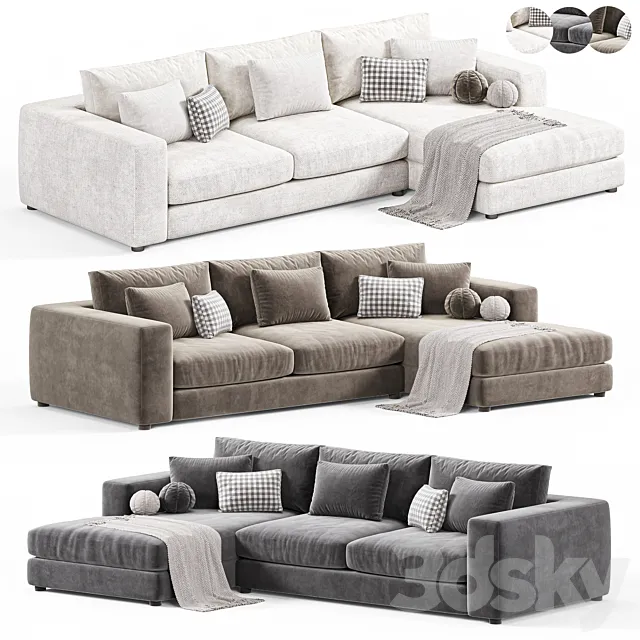 Oceanside Deep 2 Piece Right Arm Bumper Sectional Sofa 3D Model Oceanside Deep 2 Piece Right Arm Bumper Sectional Sofa 3D Model