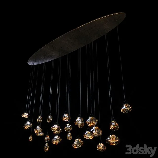 Ocher medusa bloom curve medusa bloom oval 26 drops 3D Model