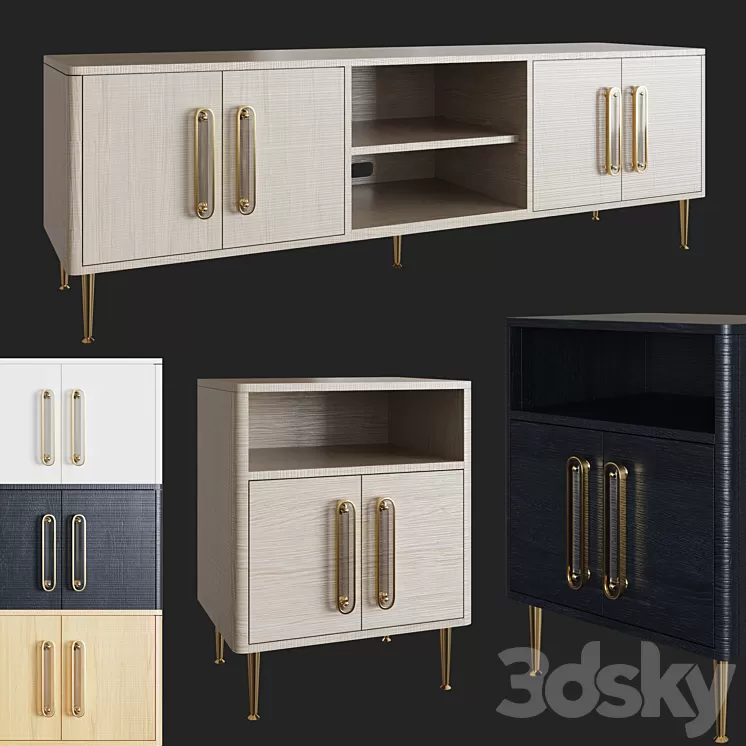 Odetta Media Console & Nightstand 3D Model Odetta Media Console & Nightstand 3D Model