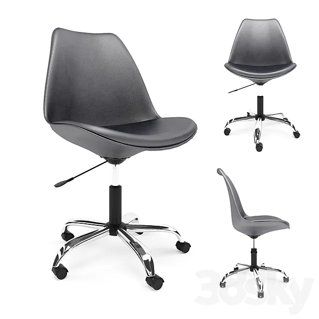 Office chair Black Armless Swivel Office Desk Chair with Cushion Seat 3D Model Office chair Black Armless Swivel Office Desk Chair with Cushion Seat 3D Model