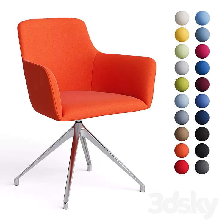 Office chair City by Quadrifoglio fabric with metal curly legs 3D Model Office chair City by Quadrifoglio fabric with metal curly legs 3D Model