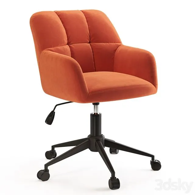 Office chair Elnor Velvet Orange 3D Model Office chair Elnor Velvet Orange 3D Model