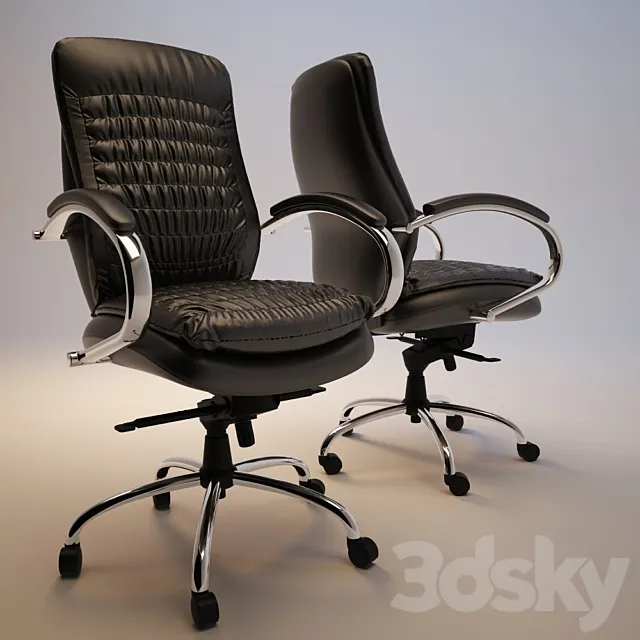 Office chair (leather chrome) 3D Model