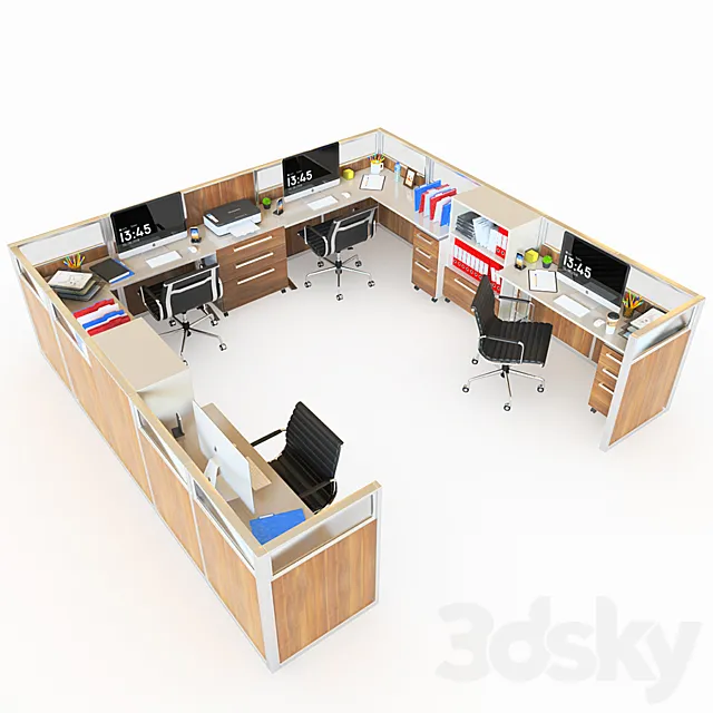 Office Cubicle With Seperator Walls – 2 3D Model Office Cubicle With Seperator Walls – 2 3D Model