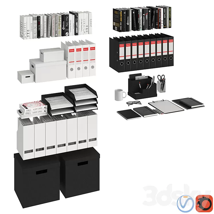 Office decor set 3D Model