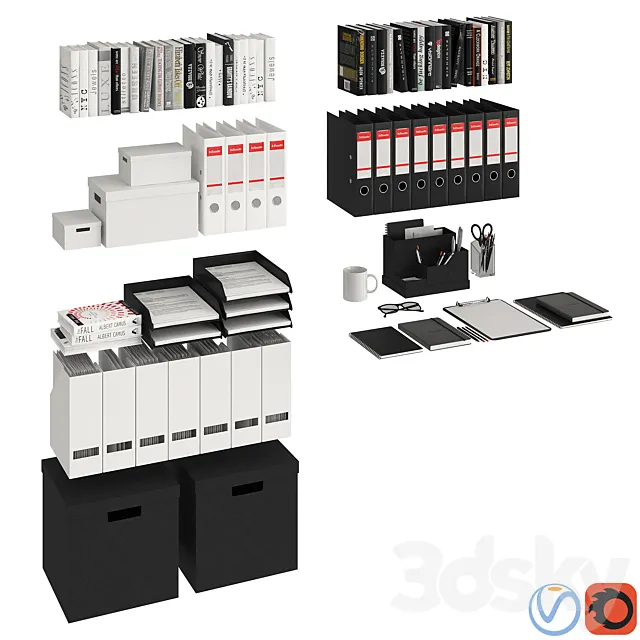 Office decor set 3DModel Office decor set 3DModel