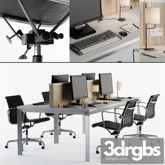 Office furniture composite 2 3D Model Download