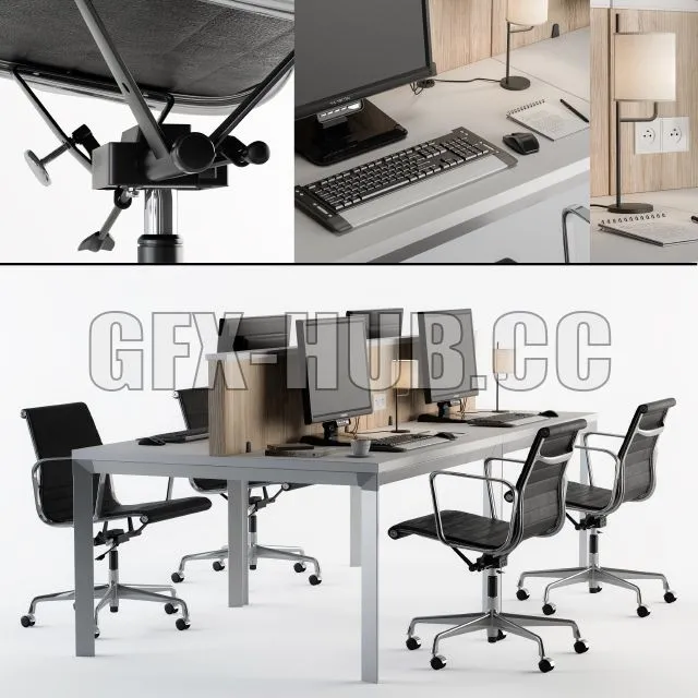 Office Furniture Composite 3D Model