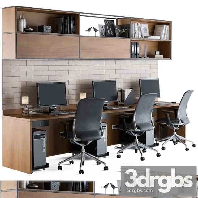 Office furniture – employee set 05 2 3D Model Download