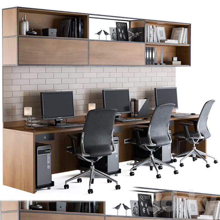 Office Furniture – employee Set 05 3D Model