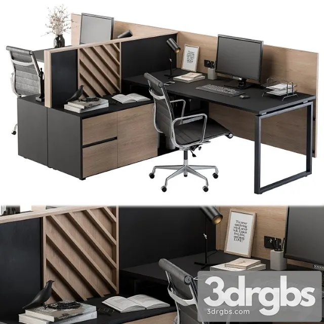 Office furniture – employee set 06 2 3D Model Download