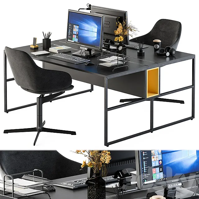 Office Furniture – employee Set 12 3DModel