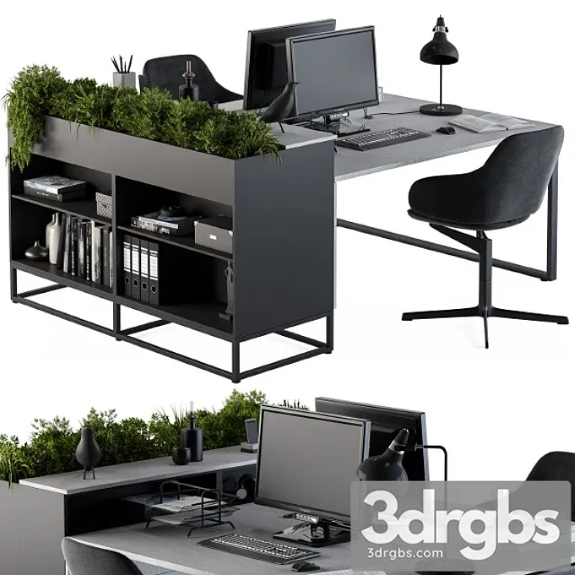 Office furniture – employee set 15 2 3D Model Download