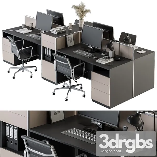 Office Furniture Employee Set 22 3D Model Download