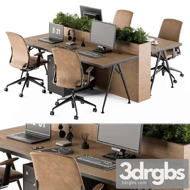 Office Furniture Employee Set 29 3D Model Download