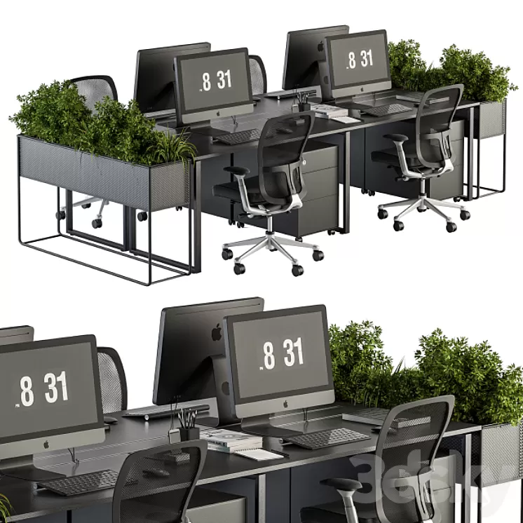 Office Furniture – employee Set – Plants Box Divider 34 3D Model Office Furniture – employee Set – Plants Box Divider 34 3D Model