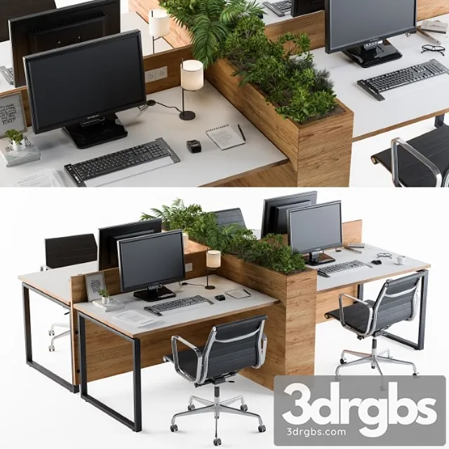 Office furniture flower box 2 3D Model Download