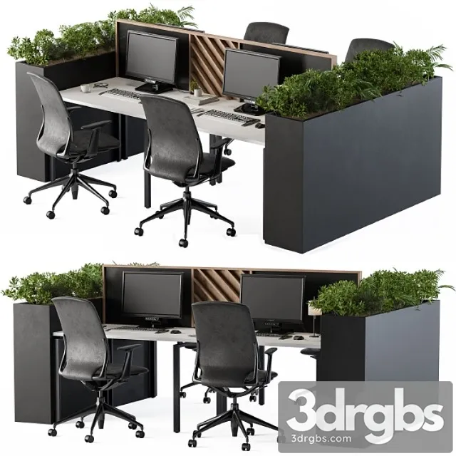 Office furniture flower box black 2 3D Model Download