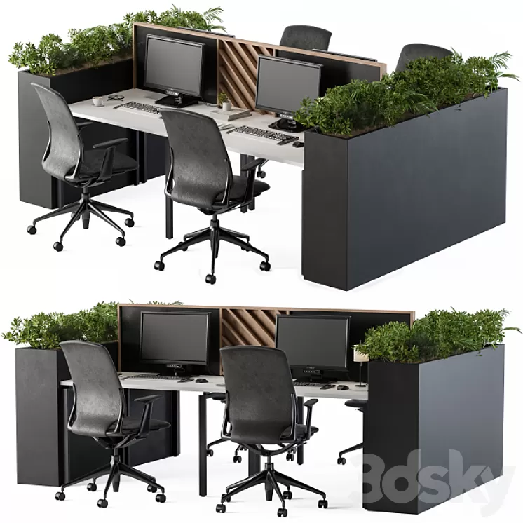 Office Furniture Flower Box Black 3D Model Office Furniture Flower Box Black 3D Model