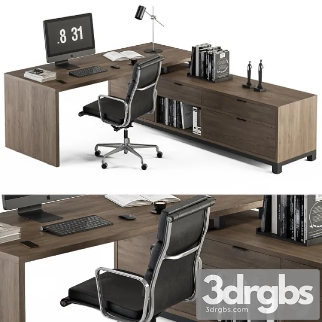 Office Furniture L Type Desk Manager Set 30 3D Model Download