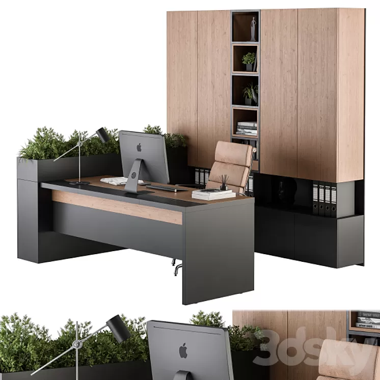 Office Furniture L Type wardrobe – Manager Set 32 3D Model