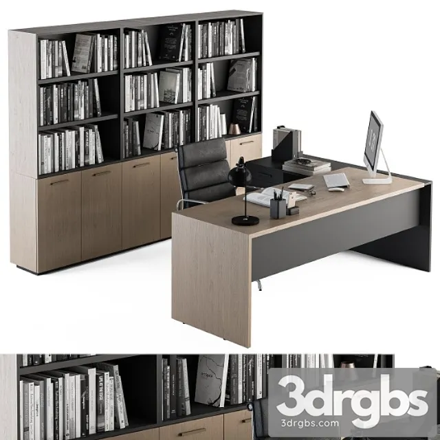 Office furniture – manager set 09_3 2 3D Model Download