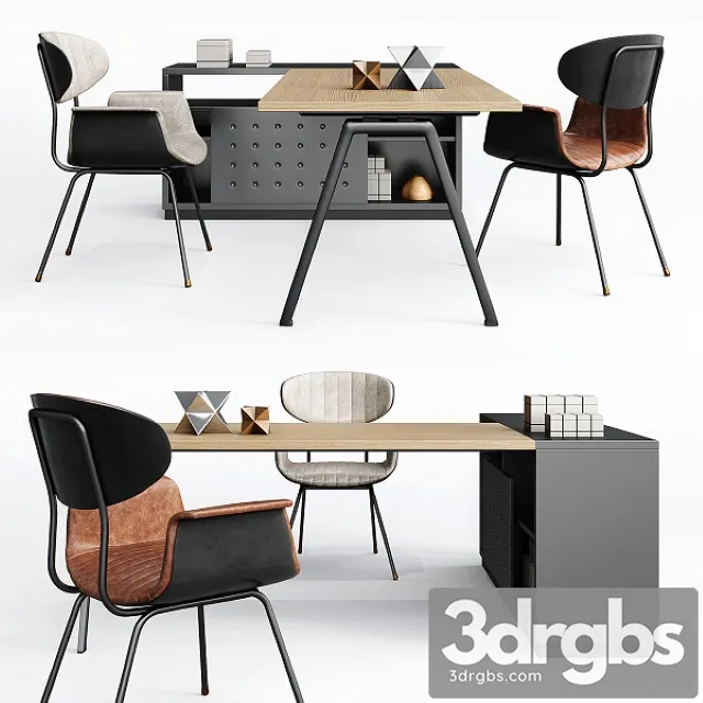 Office Furniture Set 01 3D Model Download