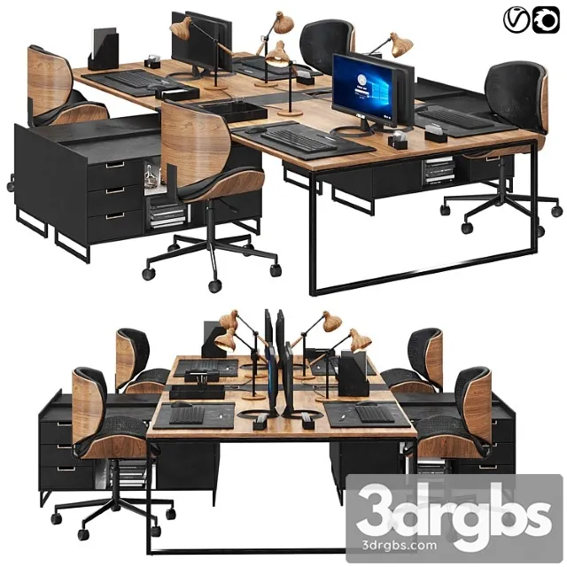 Office furniture set 02 2 3D Model Download