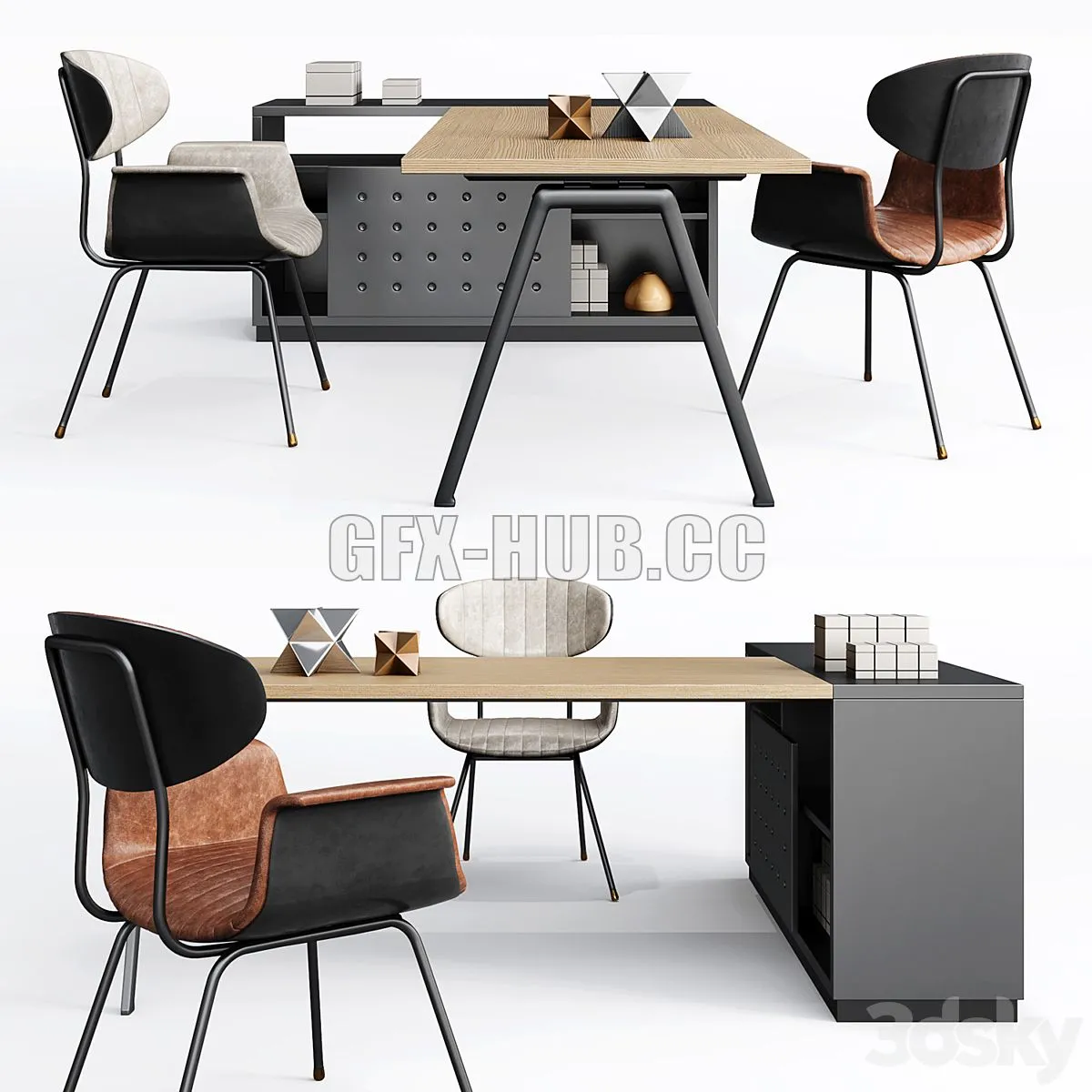 Office furniture set 3D Model