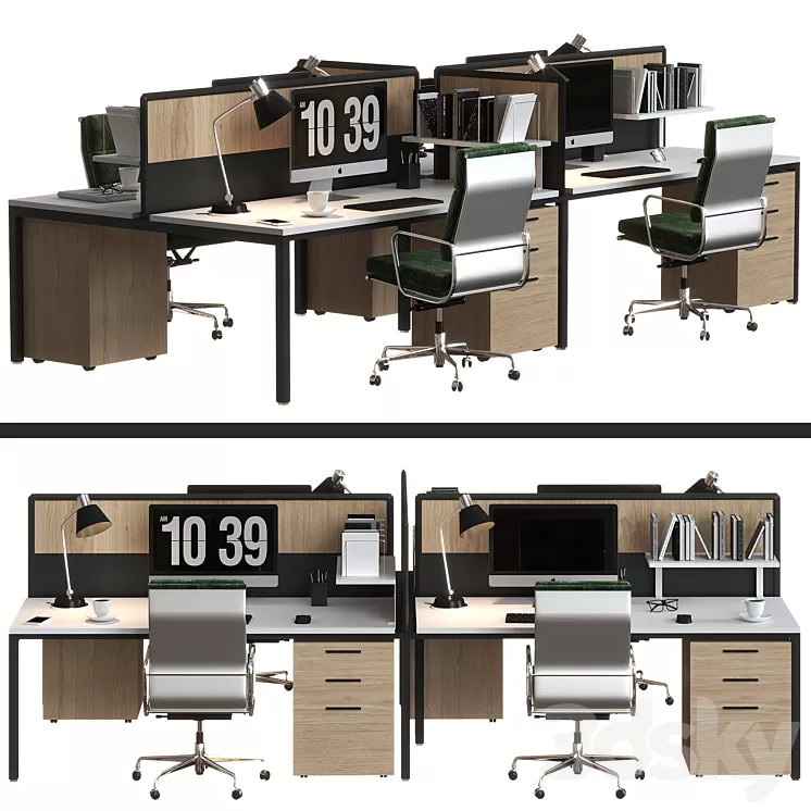 office furniture set modern 3D Model