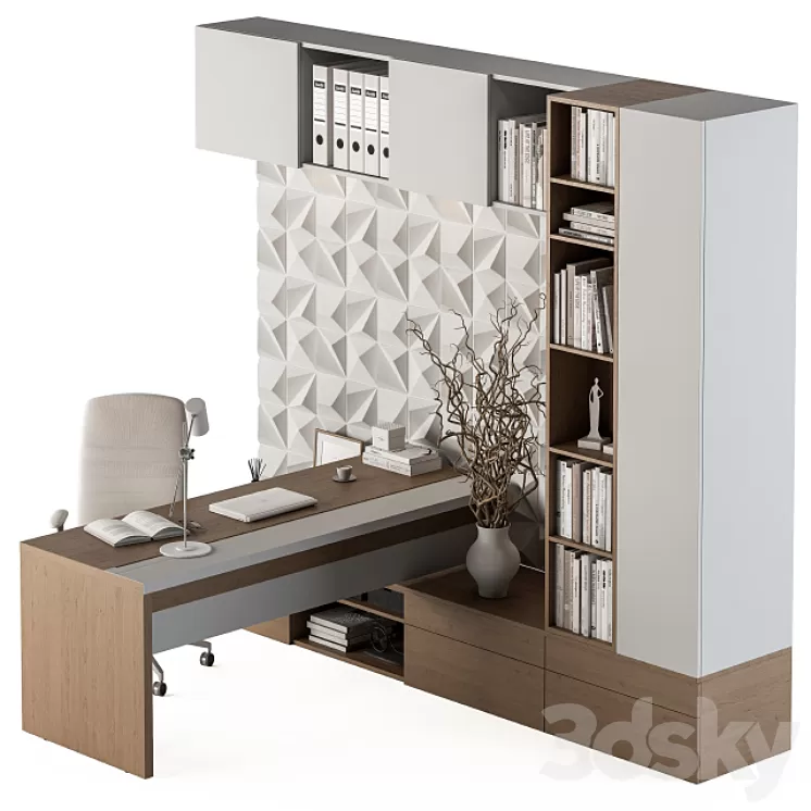 Office Furniture T Type Desk – Manager Set 29 3D Model Office Furniture T Type Desk – Manager Set 29 3D Model