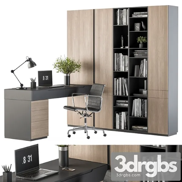 Office furniture wardrobe and table – home office 36 2 3D Model Download