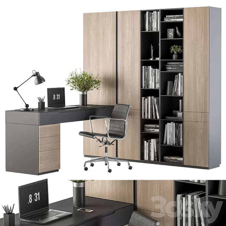 Office Furniture Wardrobe and Table – Home Office 36 3D Model Free Download
