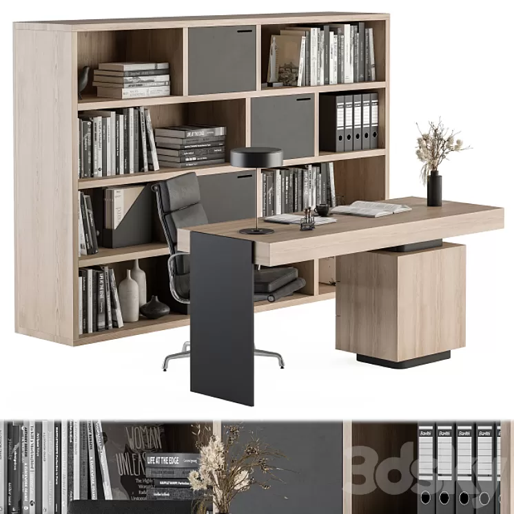 Office Furniture Wood Boss Desk – Manager Set Table 42 3D Model