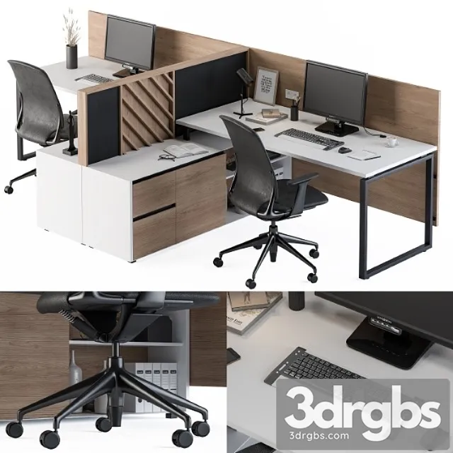 Office Furniture Work Table Set 3D Model Download