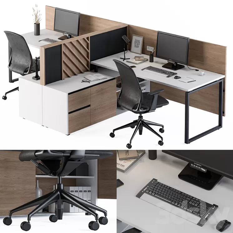Office Furniture Work Table Set 3D Model Office Furniture Work Table Set 3D Model