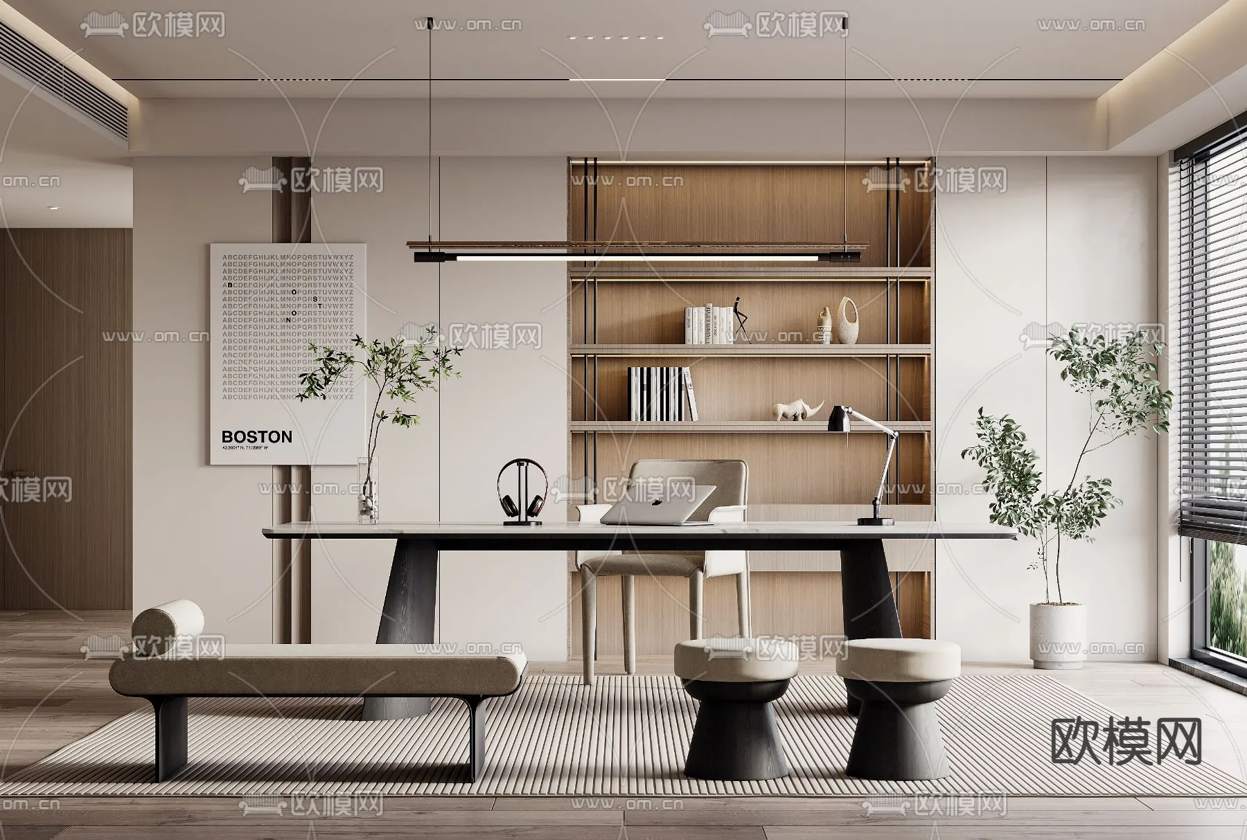 OFFICE HOME – VRAY / CORONA – 3D MODEL – 1724