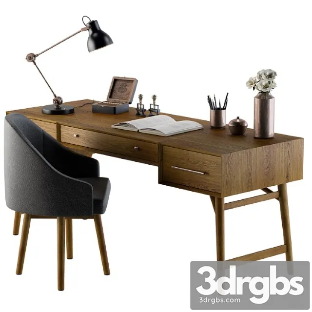 Office Neoclassic Desk For Home 3D Model Download