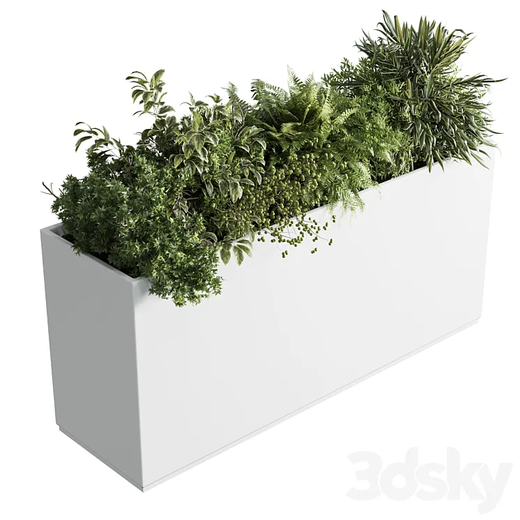 Office plant – plastic box plants on stand – set indoor plant 389 3D Model Free Download