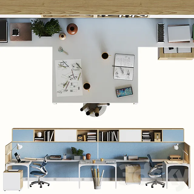 office set 3DModel office set 3DModel