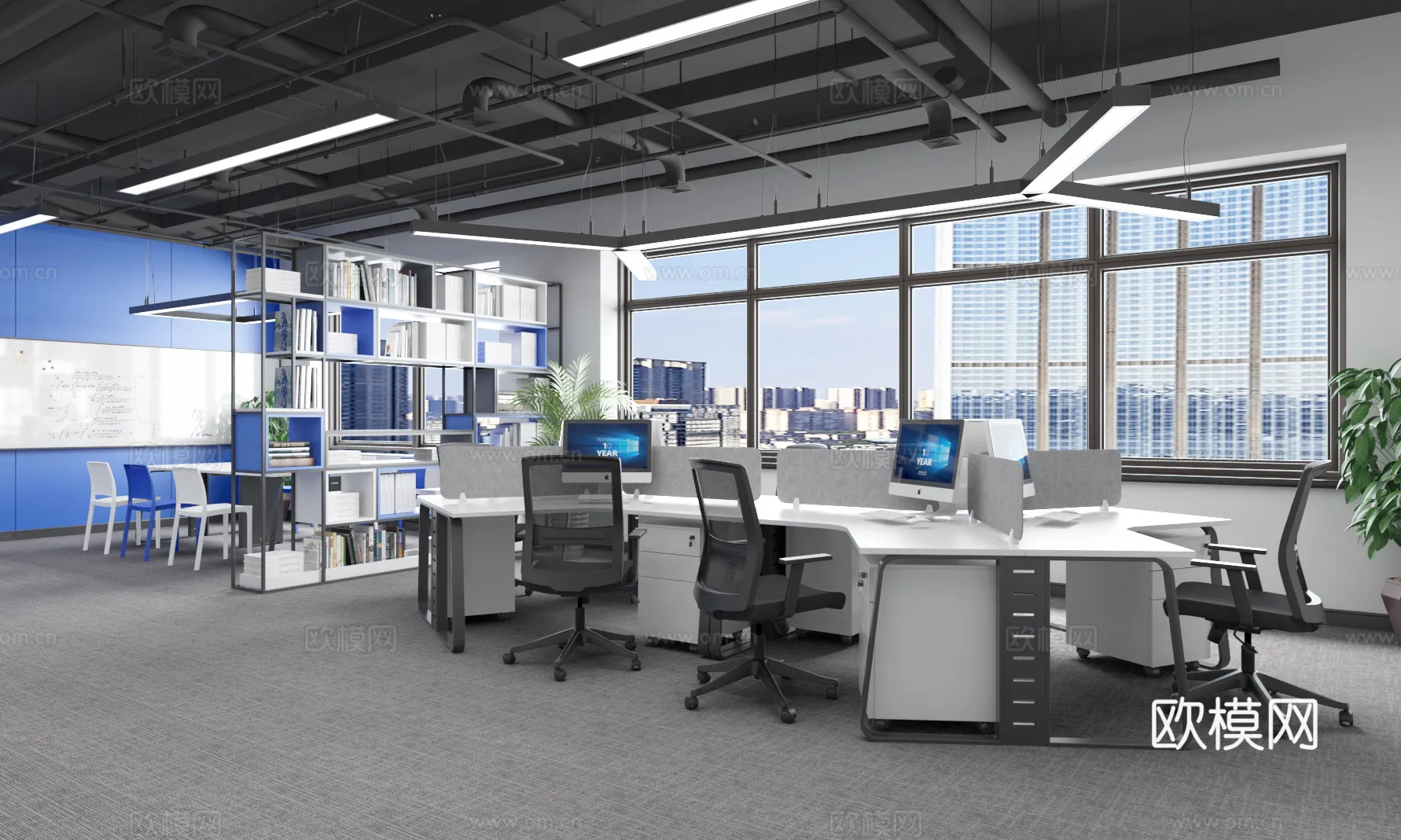Office Space 3D Scenes – Office Room 3D Blocks – 068 – VRAY Render