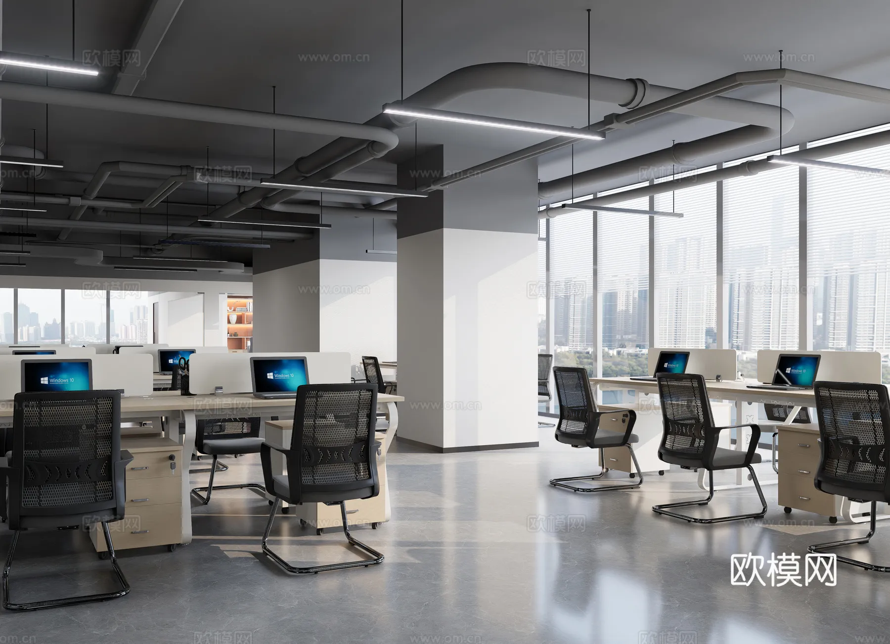 Office Space 3D Scenes – Office Room 3D Blocks – 089 – VRAY Render