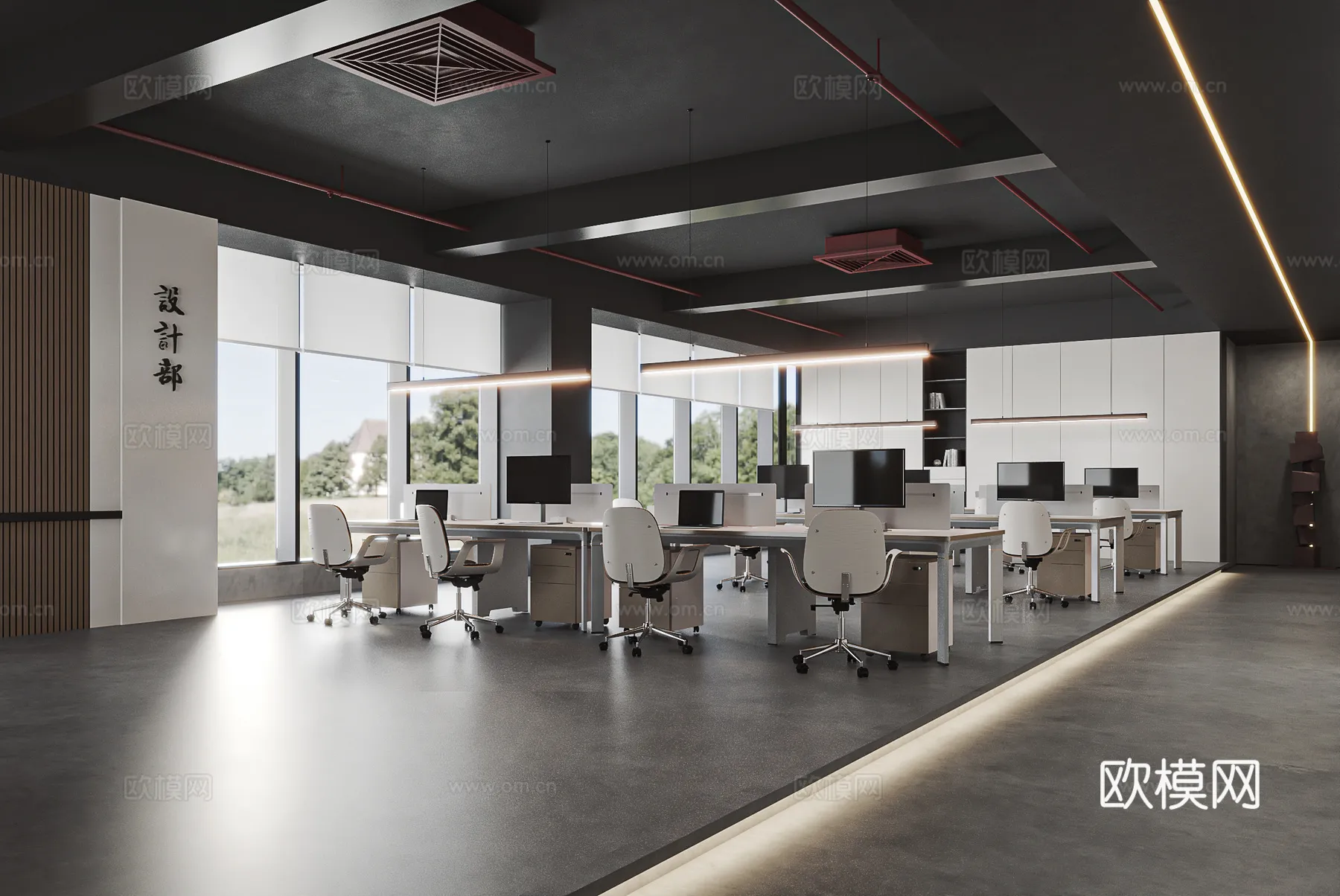 Office Space 3D Scenes – Office Room 3D Blocks – 091 – VRAY Render