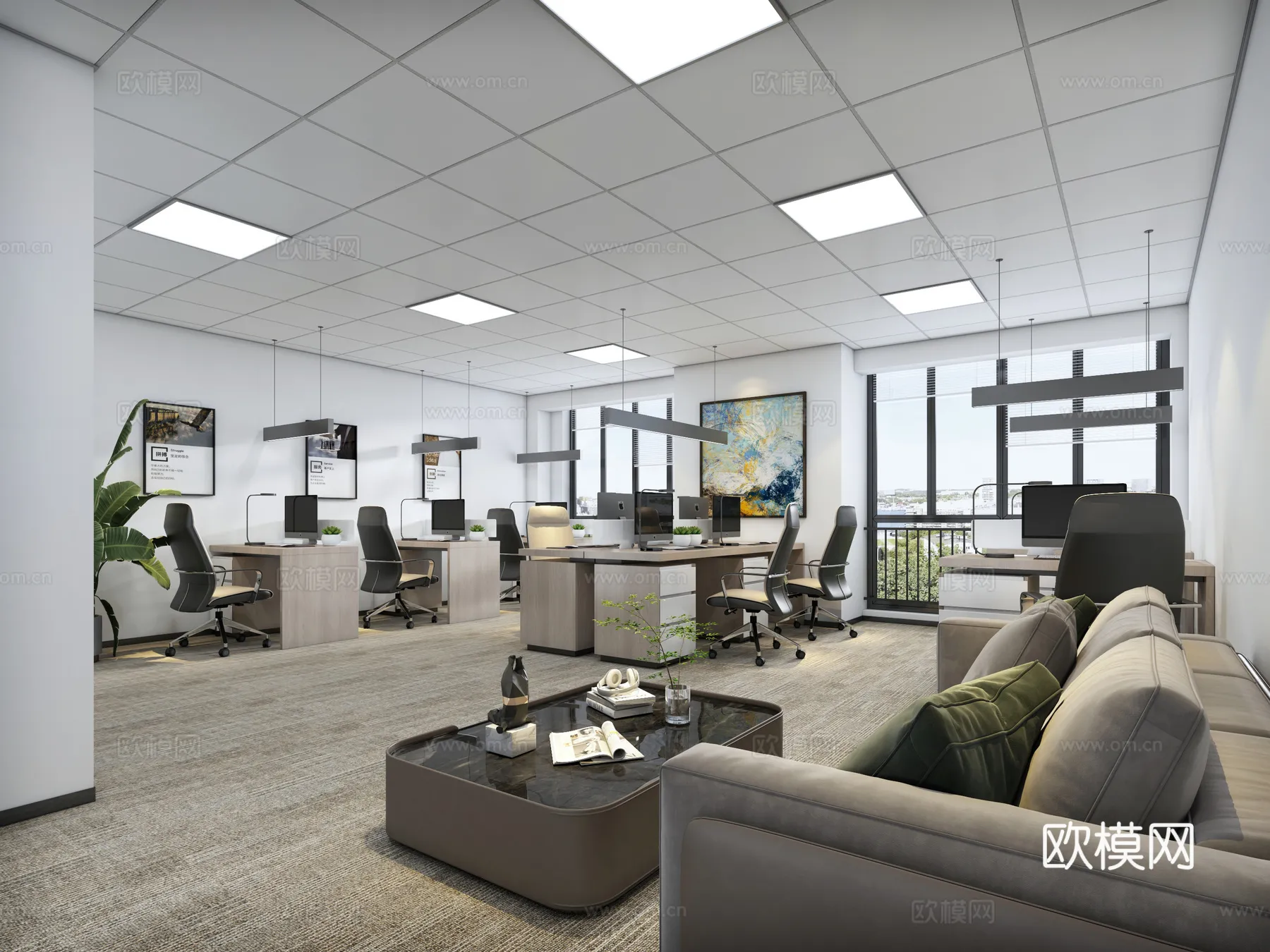 Office Space 3D Scenes – Office Room 3D Blocks – 094 – VRAY Render