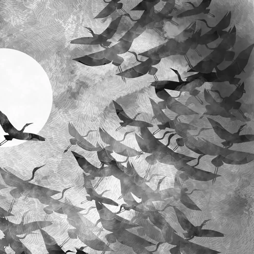 Officinarkitettura – Wallpaper Birds and waves white row 3D Model